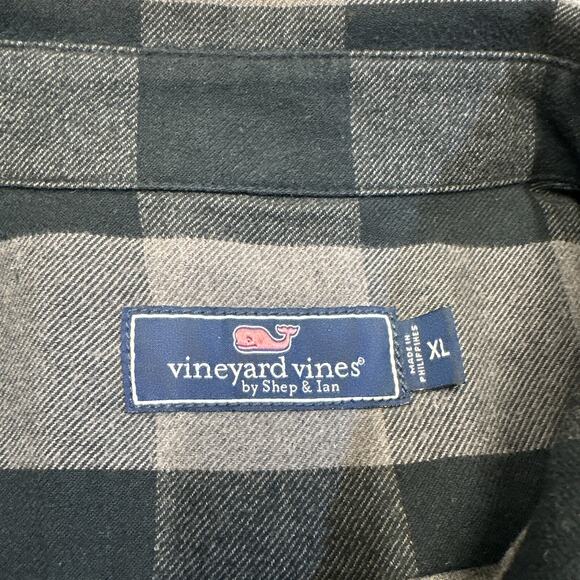 Vineyard Vines‎ Flannel Mens XL Heavyweight Shacket Grey Plaid Gorp - Picture 2 of 9